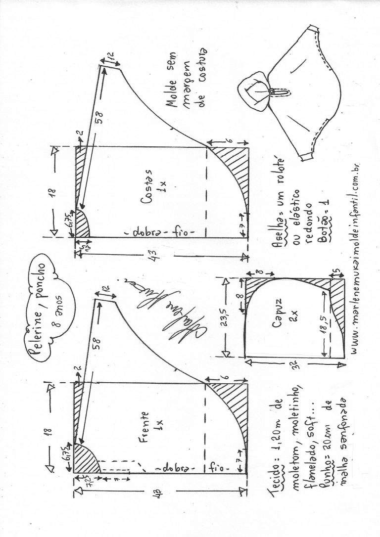 Poncho Pelerine Capuz Diy Marlene Mukai Molde Infantil