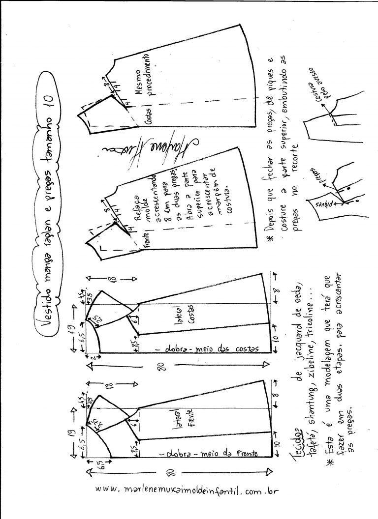 Vestido raglan e pregas – DIY- marlene mukai – molde infantil
